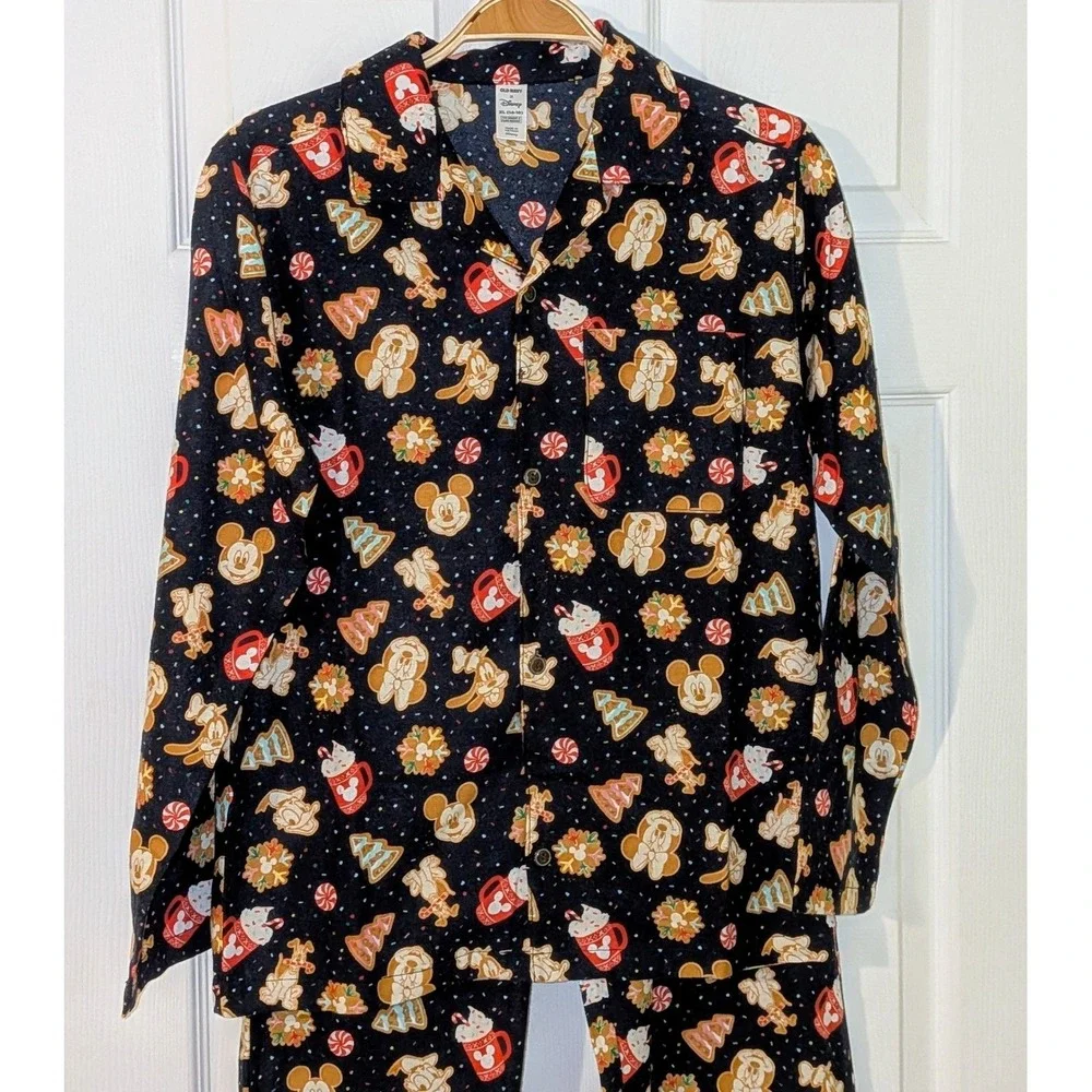 Old Navy Disney Mickey Mouse Gingerbread Holiday Pajama Set Navy Blue XXL‎ 18